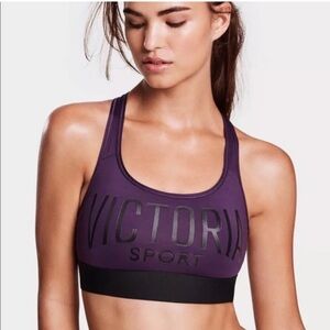 VICTORIA’S SECRET The Player Sports Bra Purple Black VS Logo Size Medium Womens